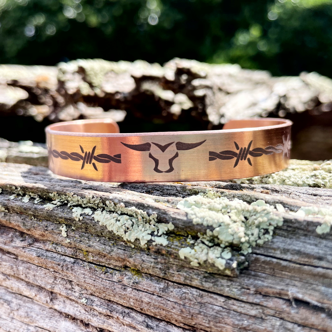Barbed Bull Cuff - Cuff Bracelet - Copper or Stainless Steel