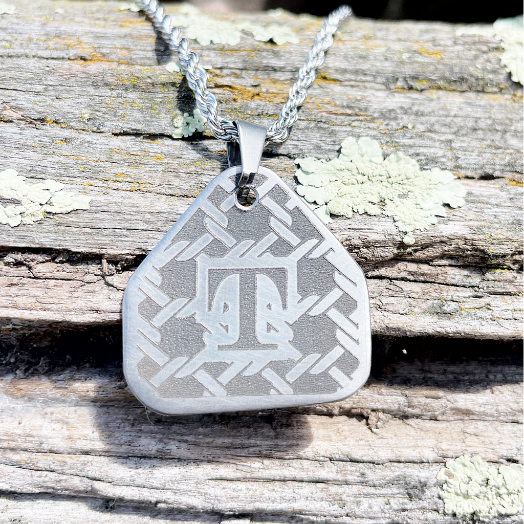 Chain Mesh - Initial Cattle Tag Necklace