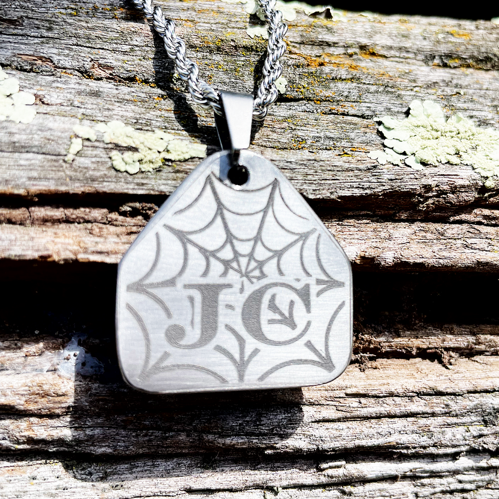 Spider Web - Initial Cattle Tag Naecklace