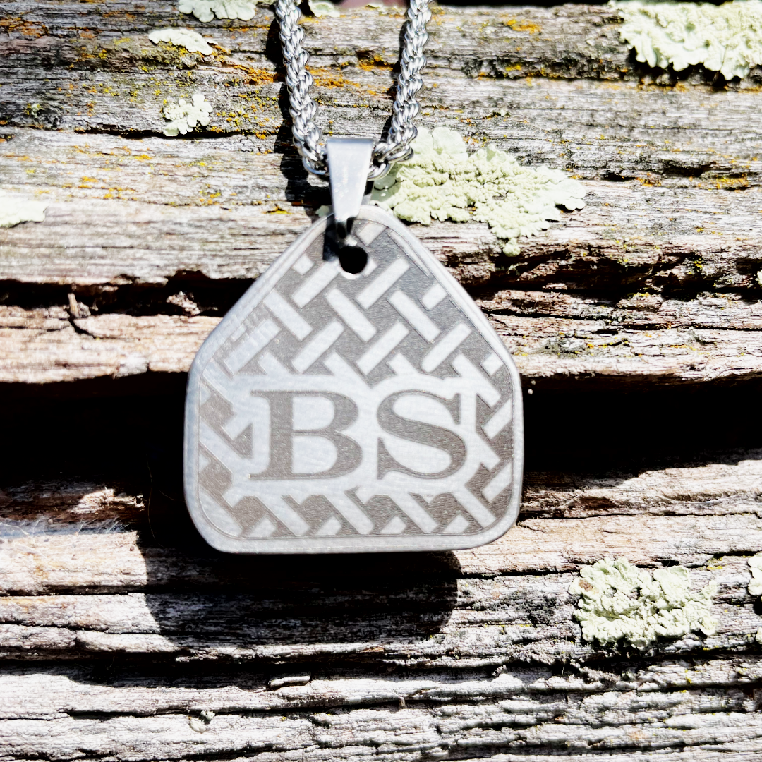 Checker Plate - Initial Cattle Tag Necklace