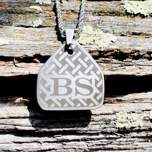 Checker Plate - Initial Cattle Tag Necklace