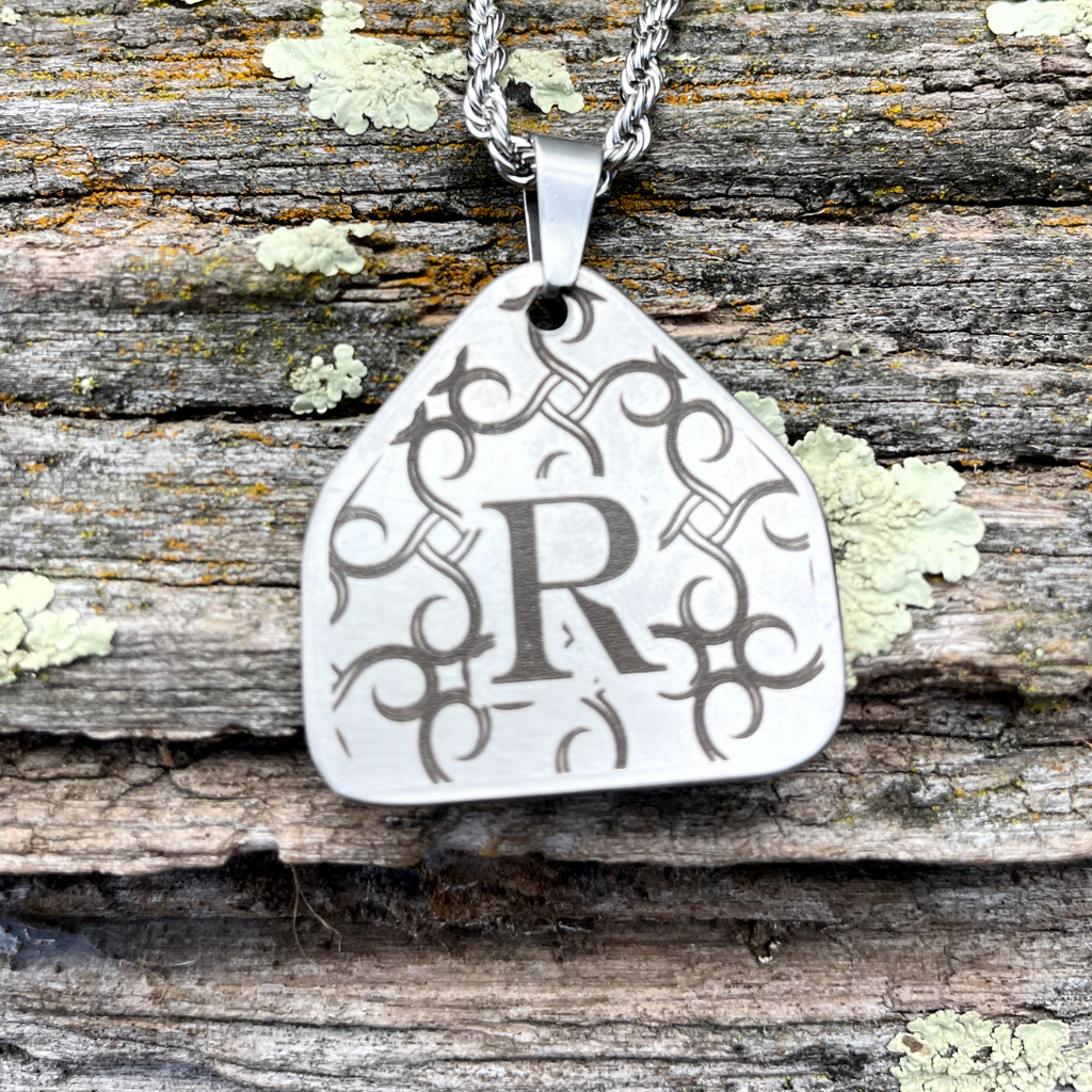 Twisted Thorn - Initial Cattle Tag Necklace