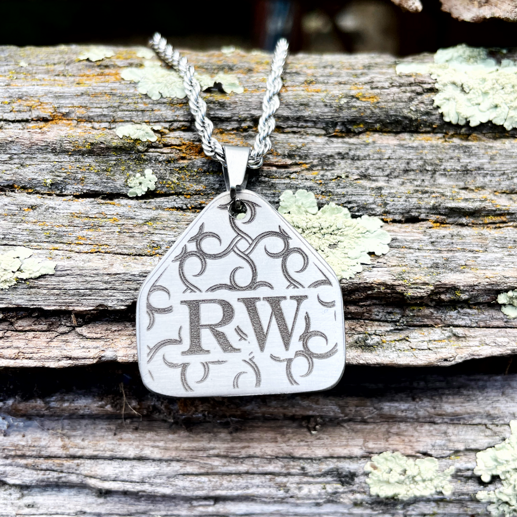 Twisted Thorn - Initial Cattle Tag Necklace