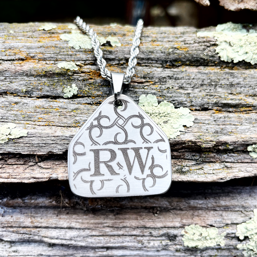 Twisted Thorn - Initial Cattle Tag Necklace