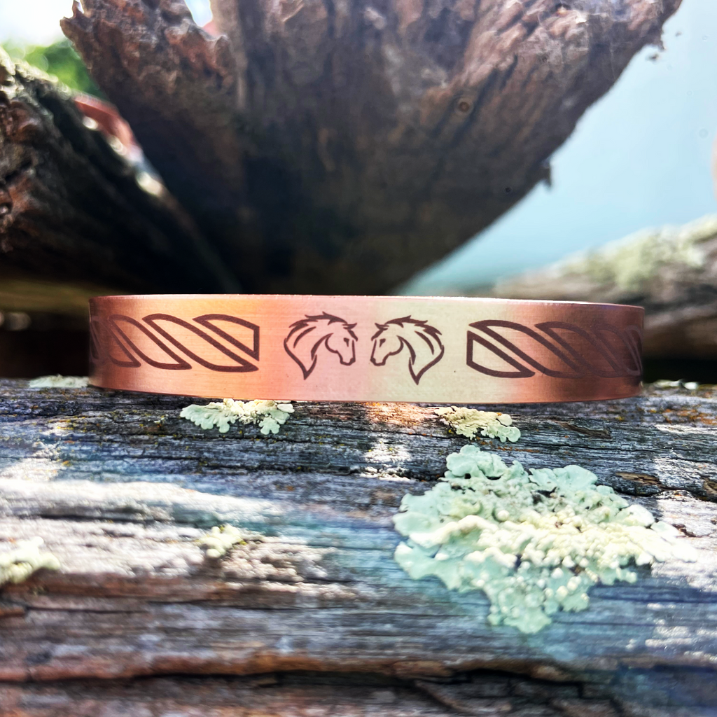 Kissing Horses - Cuff Bracelet - Copper or Stainless Steel