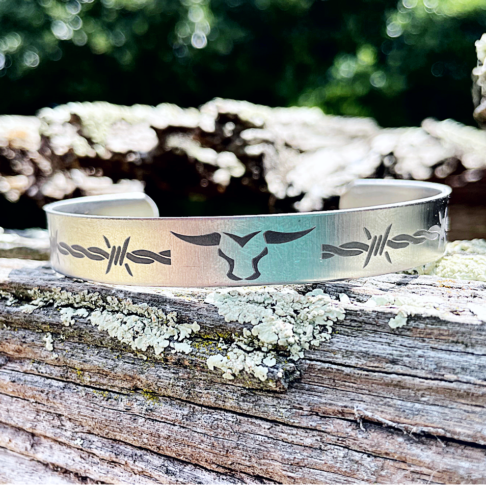 Barbed Bull Cuff - Cuff Bracelet - Copper or Stainless Steel
