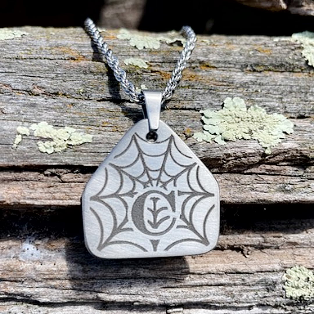 Spider Web - Initial Cattle Tag Naecklace