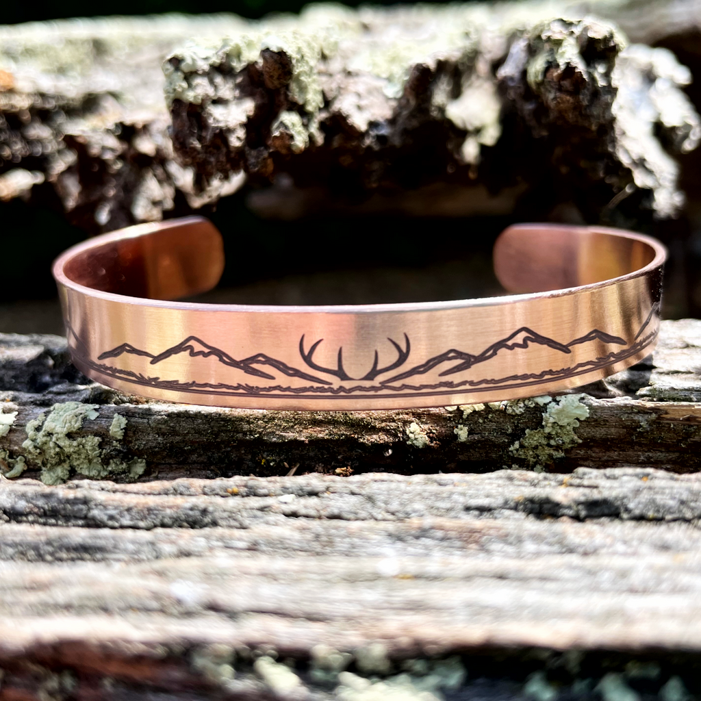 Mountain Deer - Cuff Bracelet - Copper or Stainless Steel